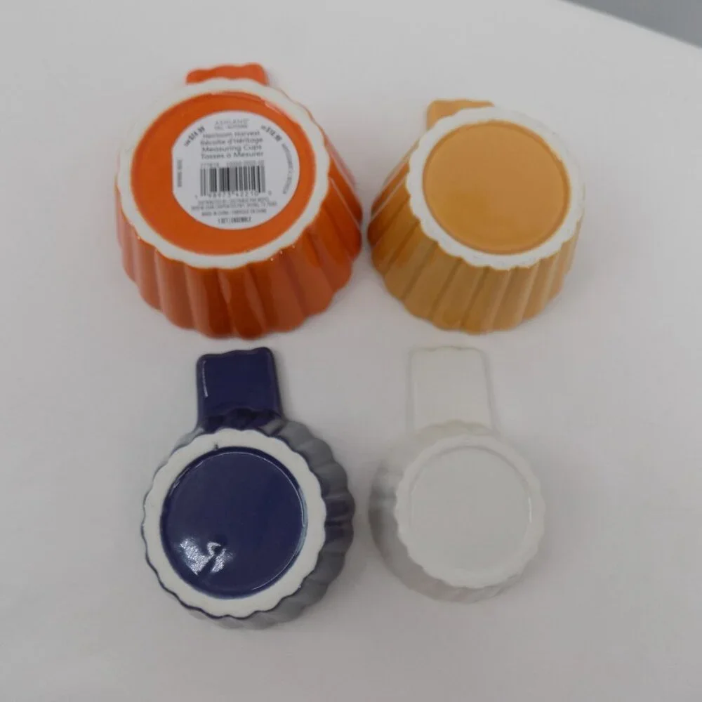 Set of 4 Ashland Fall Theme Heirloom Harvest Ceramic Stacking Measuring Cups New - Picture 2 of 7